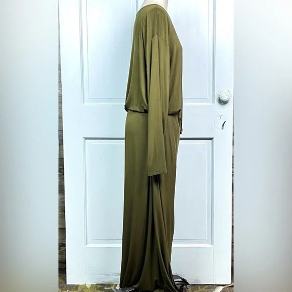 Free People Alyssa Long Sleeve Wrap Dress in Olive size XL - Picture 5 of 13